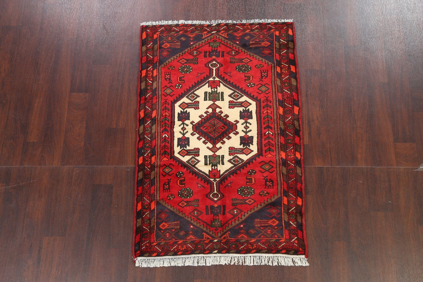 Tribal Geometric Hamedan Persian Area Rug 3x5