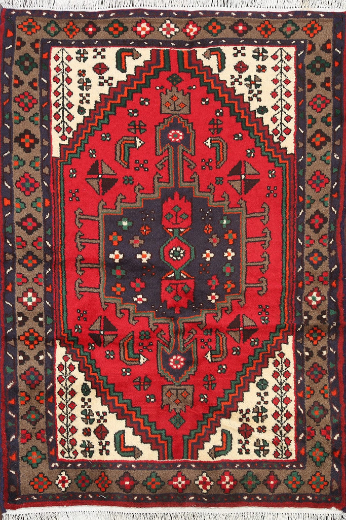 Tribal Geometric Hamedan Persian Area Rug 3x5