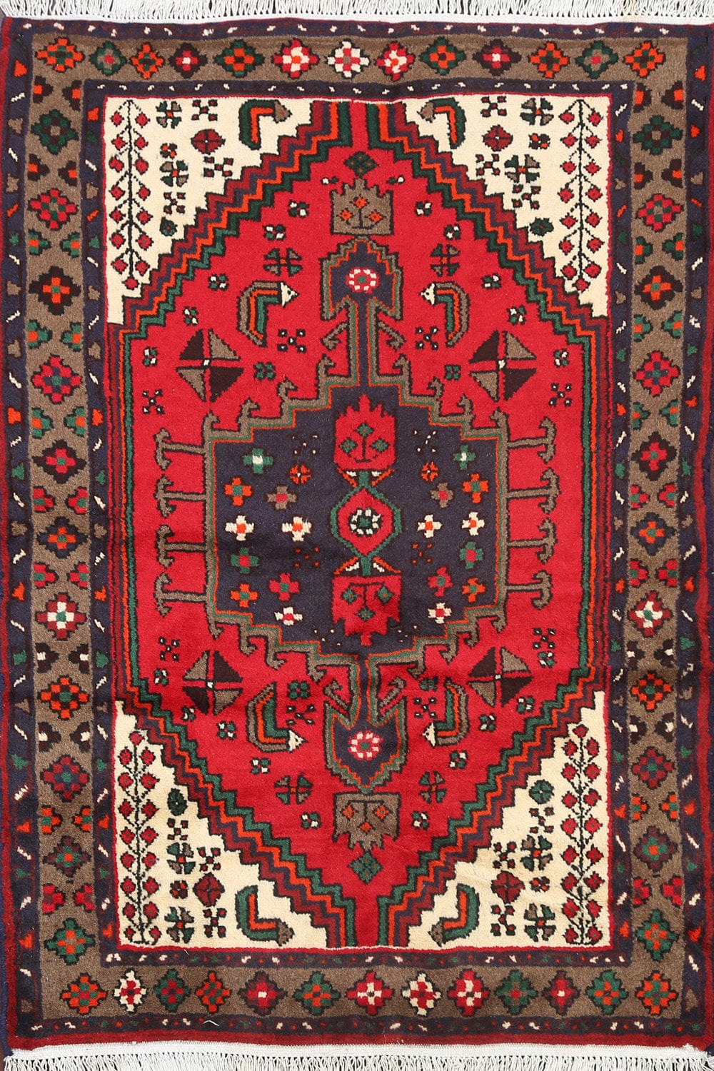 Tribal Geometric Hamedan Persian Area Rug 3x5