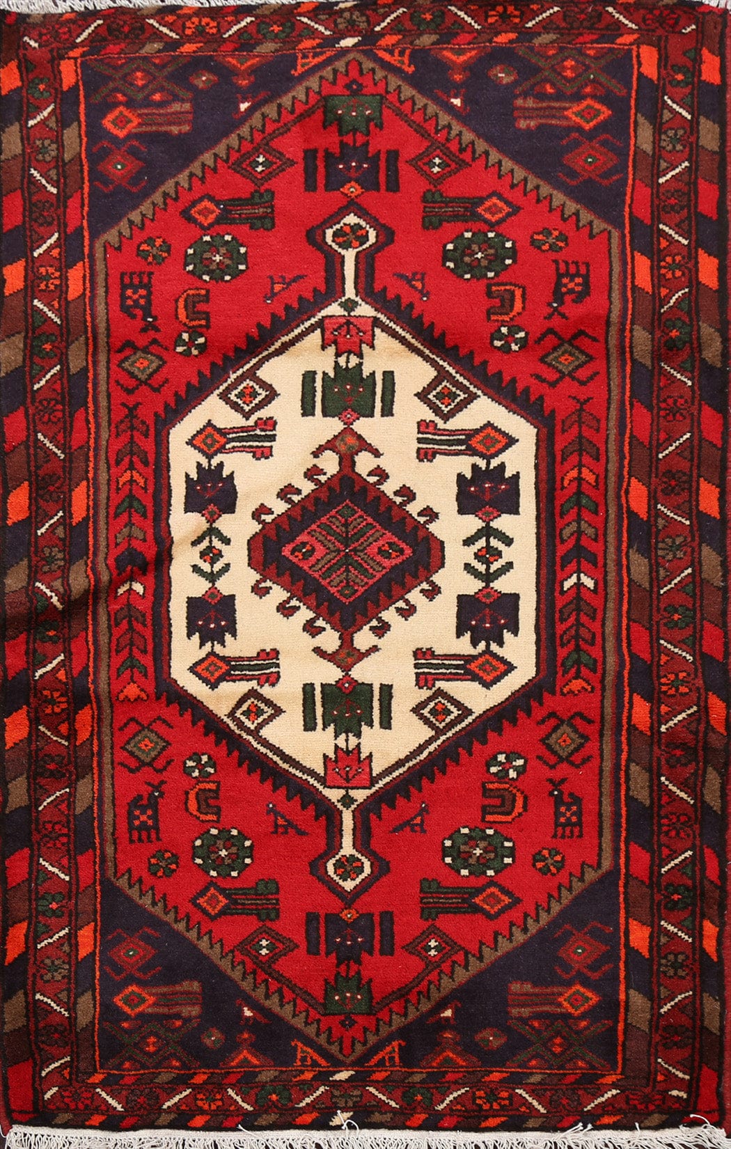 Tribal Geometric Hamedan Persian Area Rug 3x5