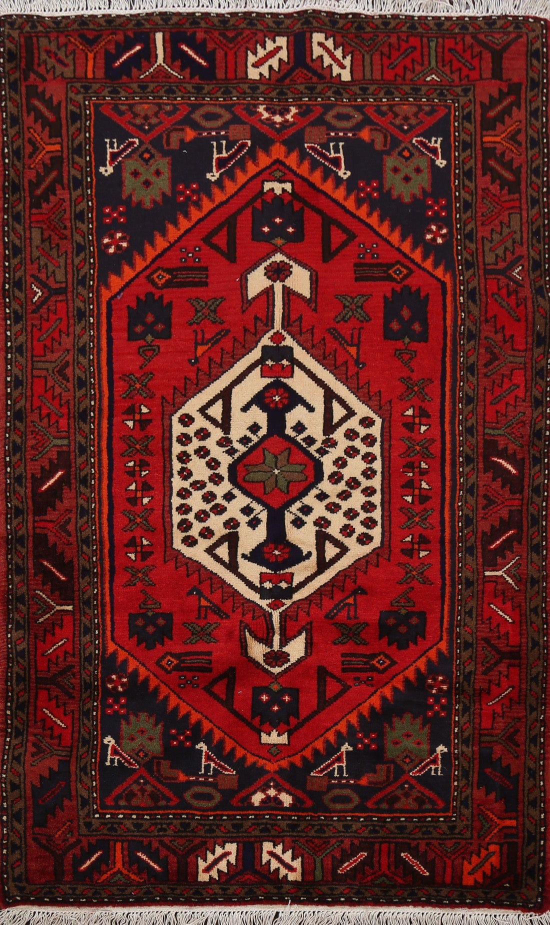 Tribal Geometric Hamedan Persian Area Rug 3x5