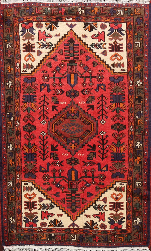 Tribal Geometric Hamedan Persian Area Rug 3x5