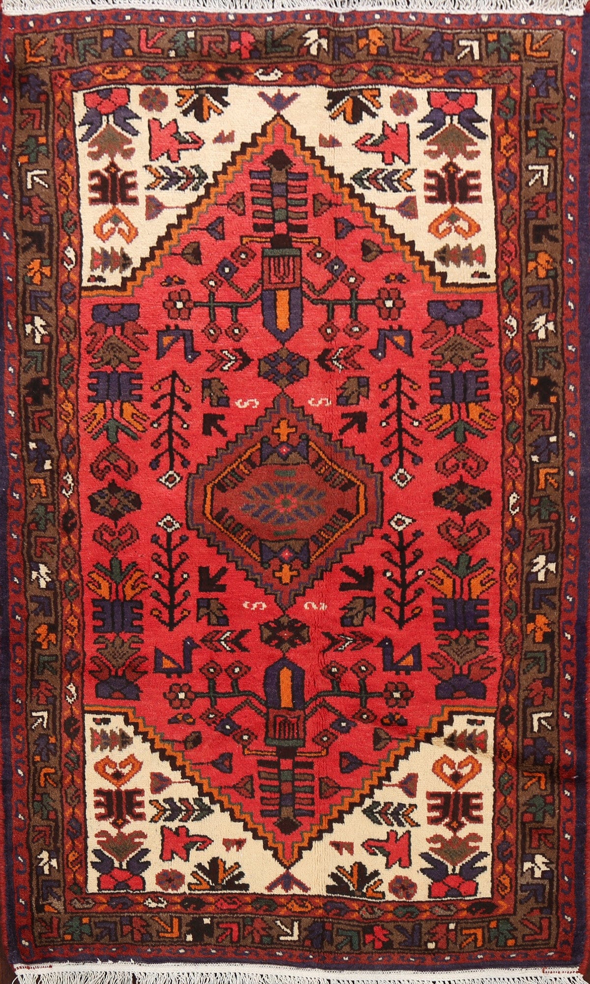 Tribal Geometric Hamedan Persian Area Rug 3x5