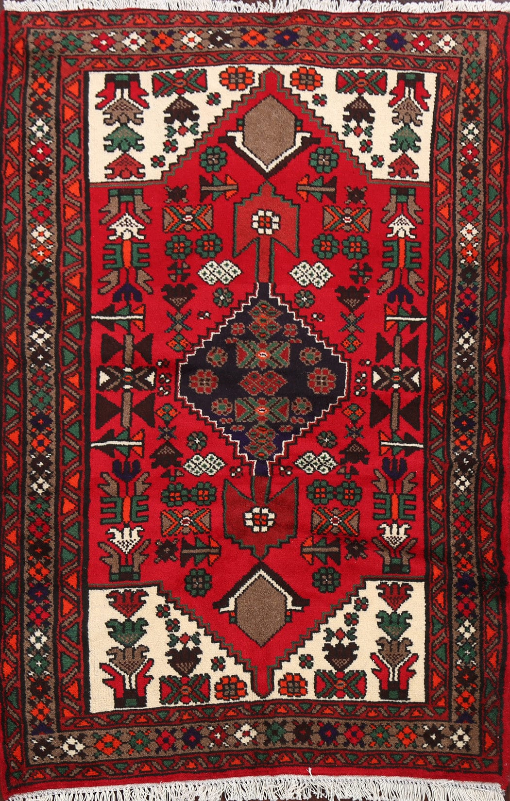 Tribal Geometric Hamedan Persian Area Rug 3x5