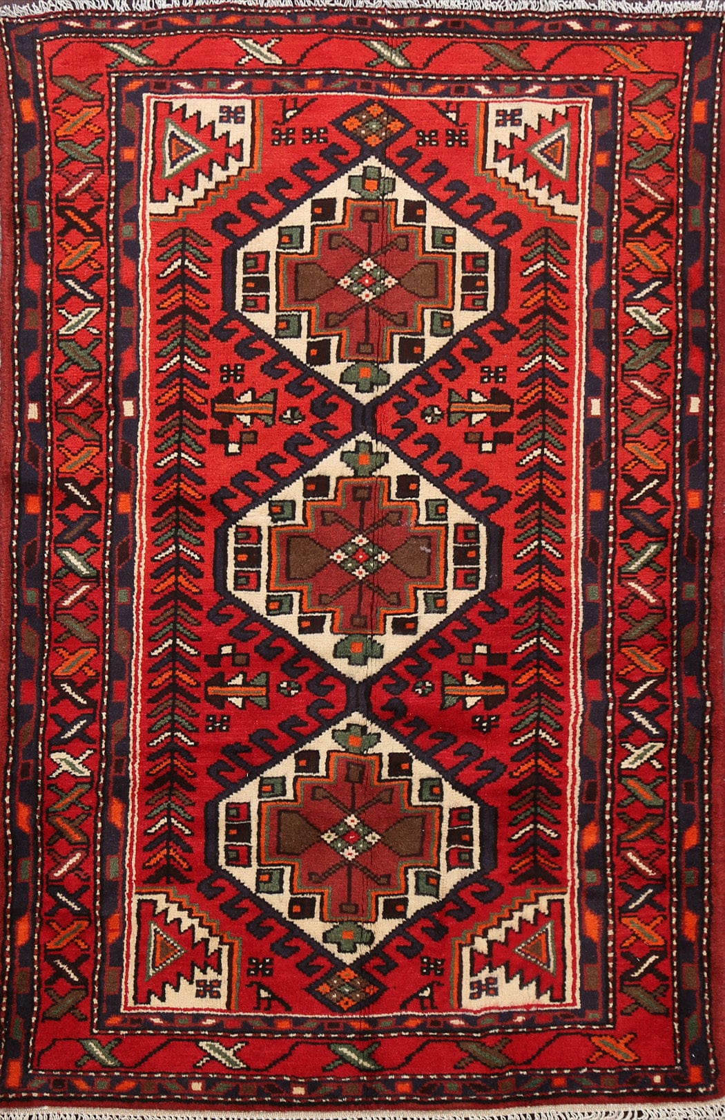 Tribal Geometric Hamedan Persian Area Rug 3x5