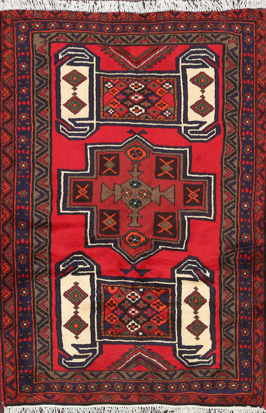 Tribal Geometric Hamedan Persian Area Rug 3x5