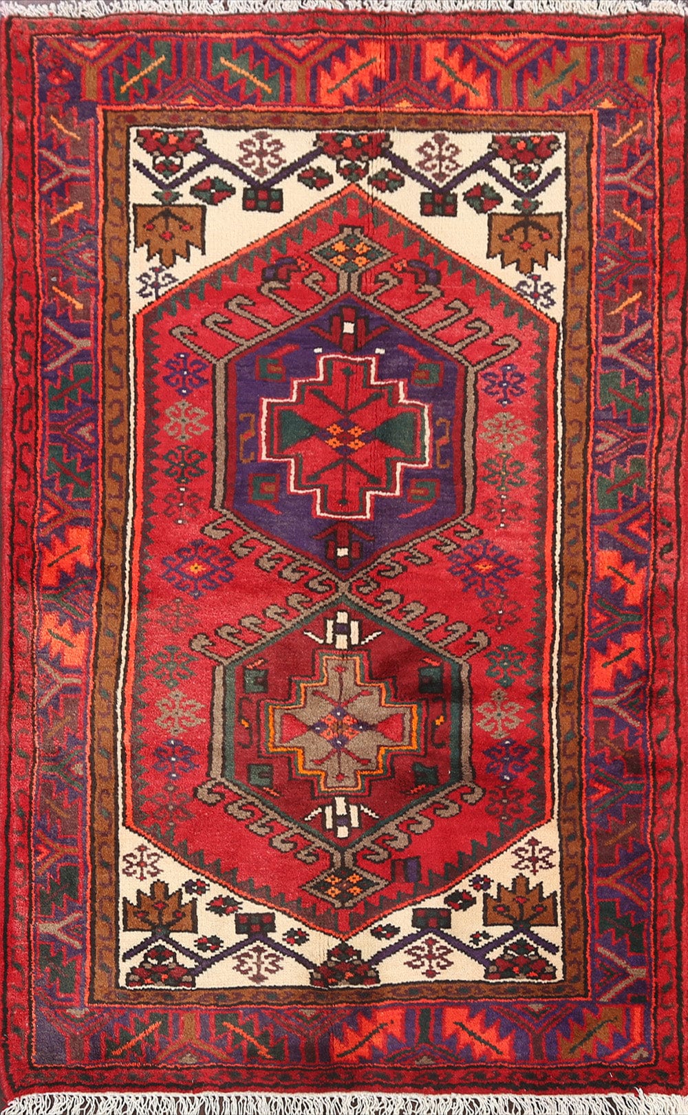 Tribal Geometric Hamedan Persian Area Rug 3x5