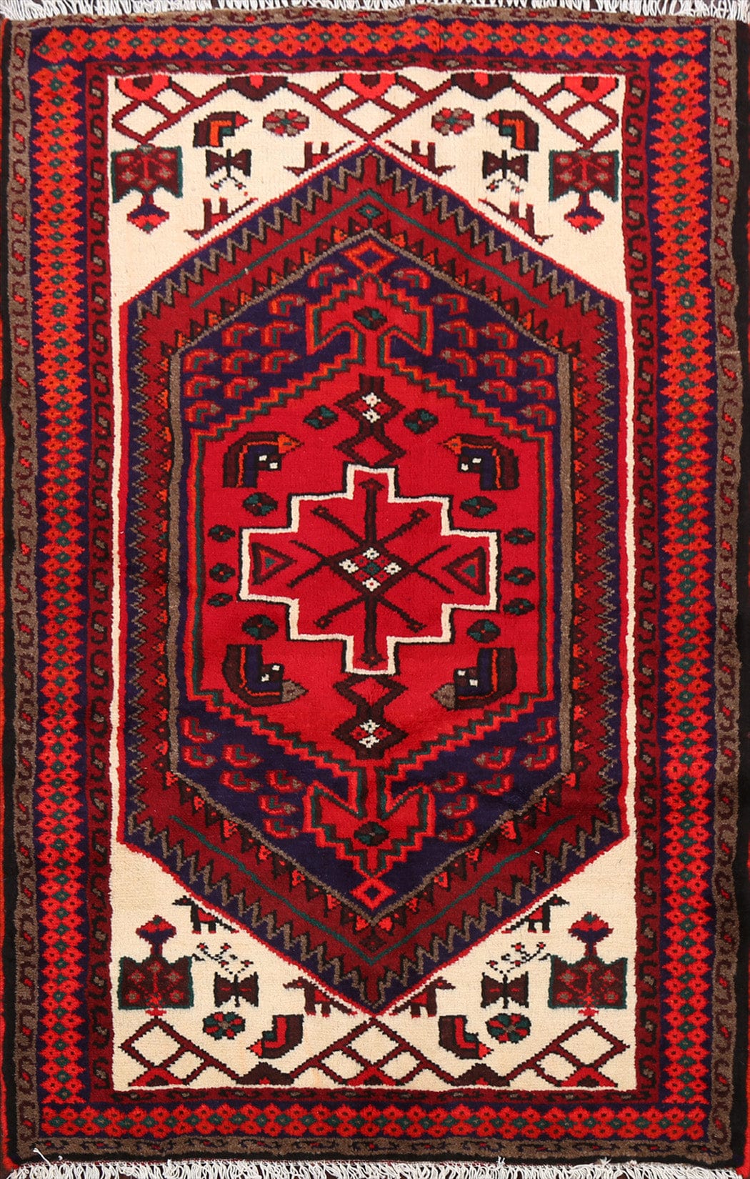 Tribal Geometric Hamedan Persian Area Rug 3x5