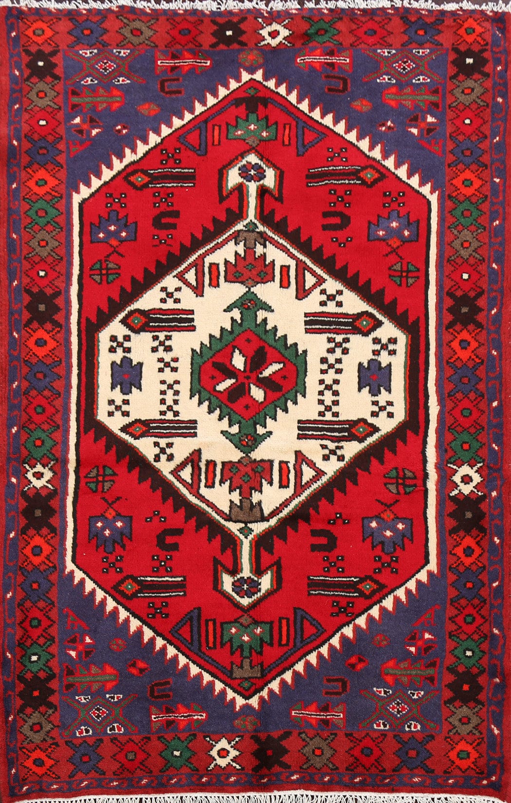 Tribal Geometric Hamedan Persian Area Rug 3x5