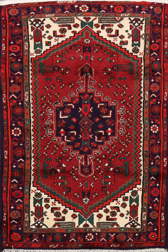 Tribal Geometric Hamedan Persian Area Rug 3x5