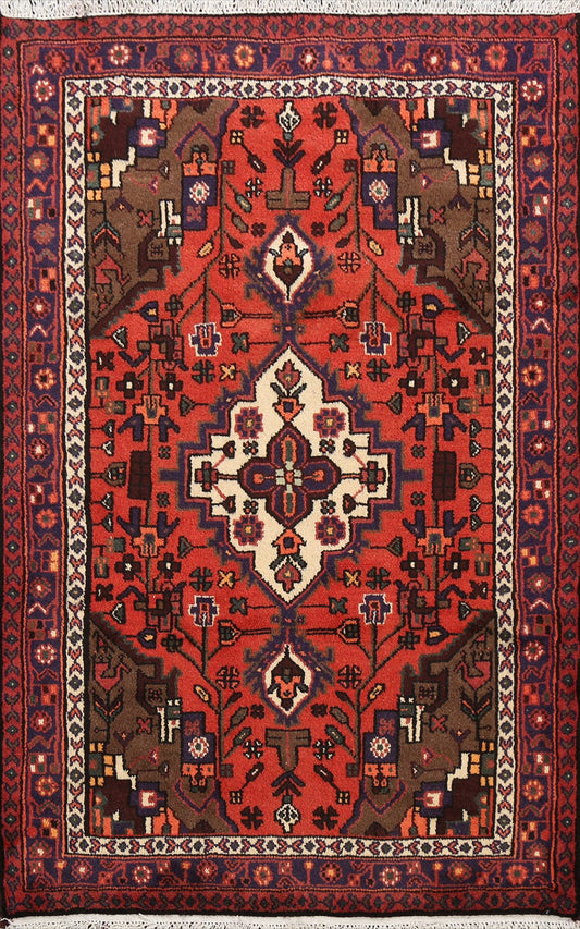 Tribal Geometric Hamedan Persian Area Rug 3x5