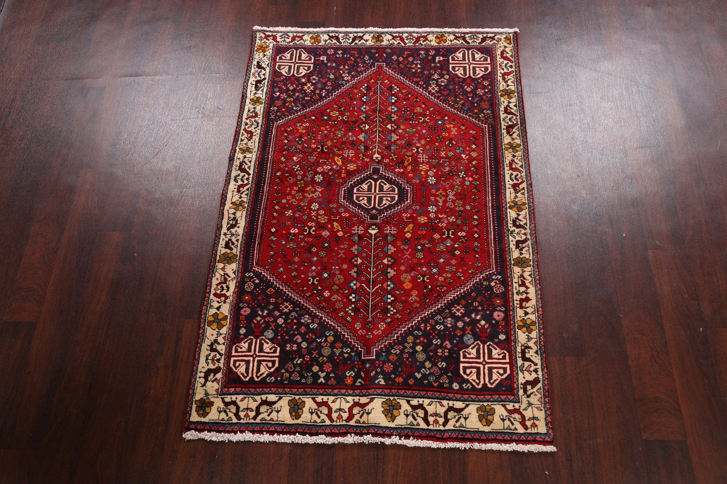 Tribal Geometric Abadeh Persian Area Rug 4x5