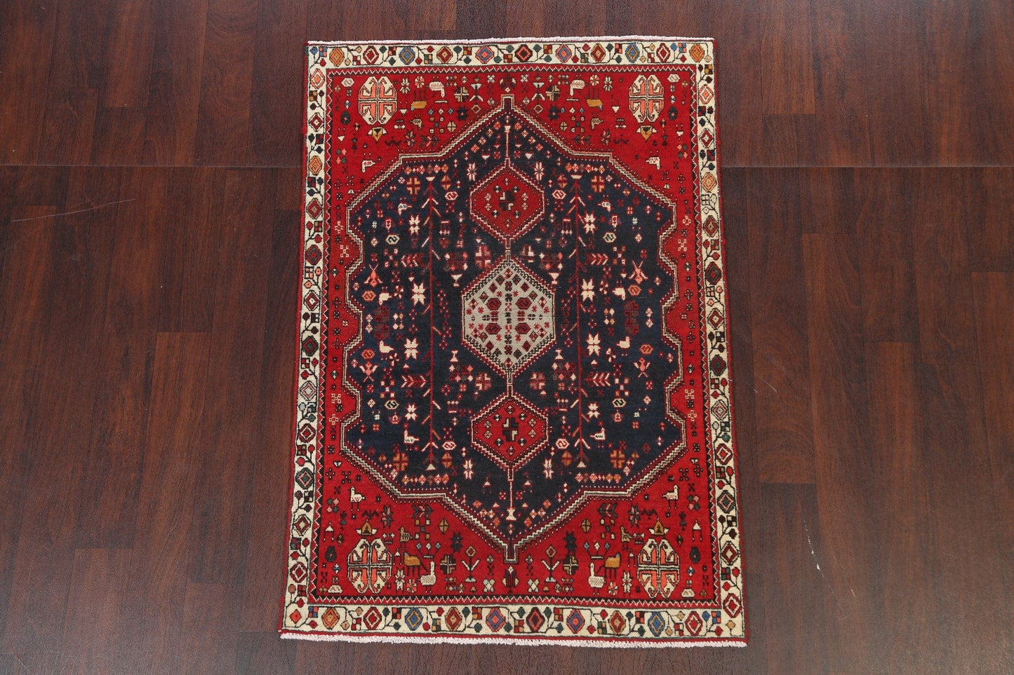 Vegetable Dye Tribal Geometric Shiraz Persian Area Rug 3x5