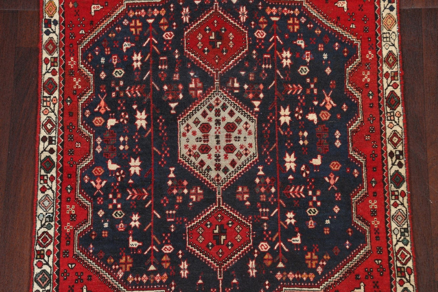 Vegetable Dye Tribal Geometric Shiraz Persian Area Rug 3x5