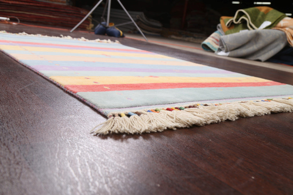 Contemporary Stripe Gabbeh Oriental Area Rug 4x6