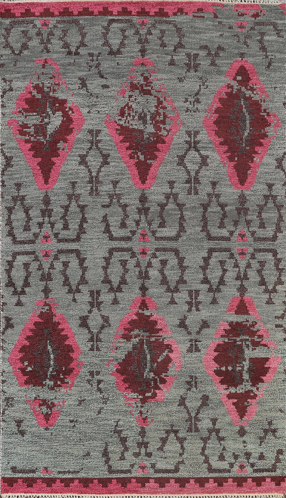 Distressed Geometric Abstract Oriental Area Rug 5x8