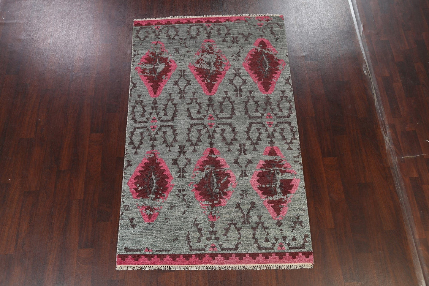 Distressed Geometric Abstract Oriental Area Rug 5x8