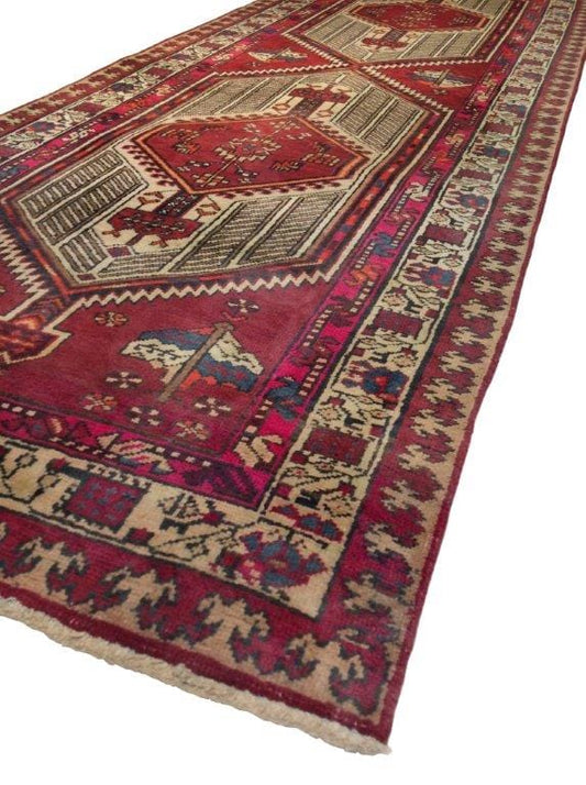 Vintage Serab Collection Camel Wool Area Rug- 3' 3" X 10' 4"