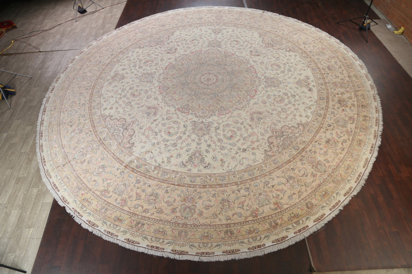 100% Vegetable Dye Floral Tabriz Persian Area Rug 22x23 Round