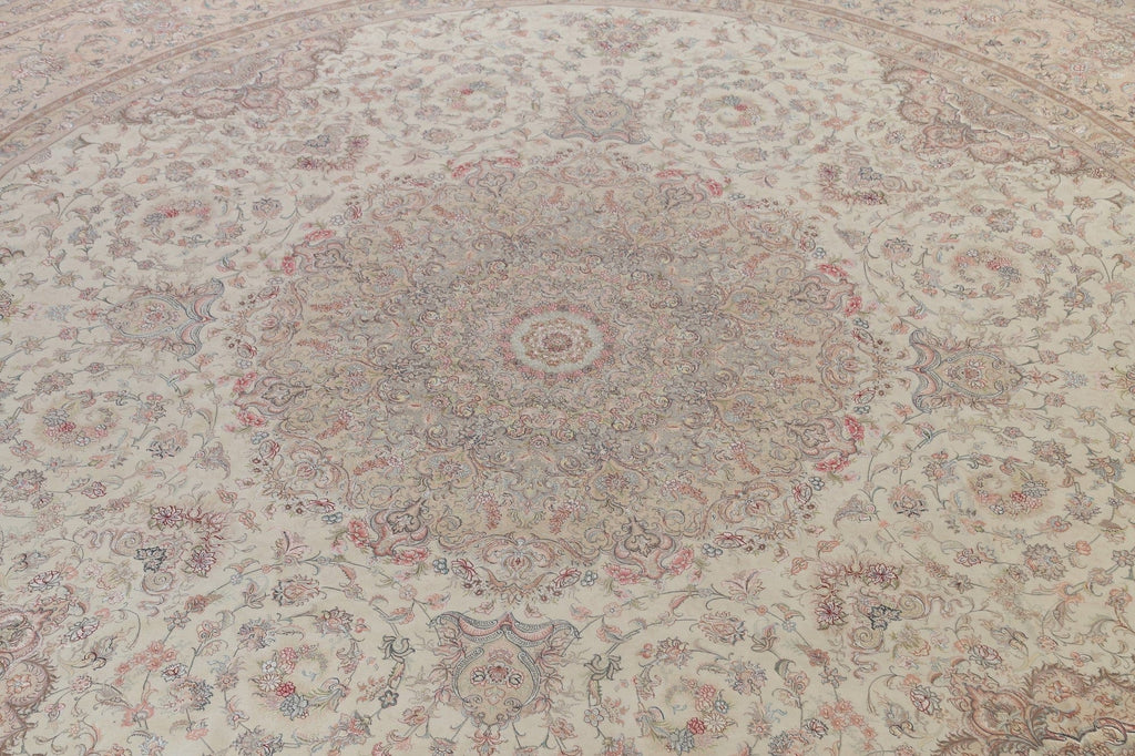 100% Vegetable Dye Floral Tabriz Persian Area Rug 22x23 Round