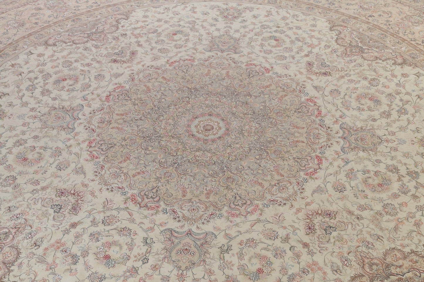 100% Vegetable Dye Floral Tabriz Persian Area Rug 22x23 Round