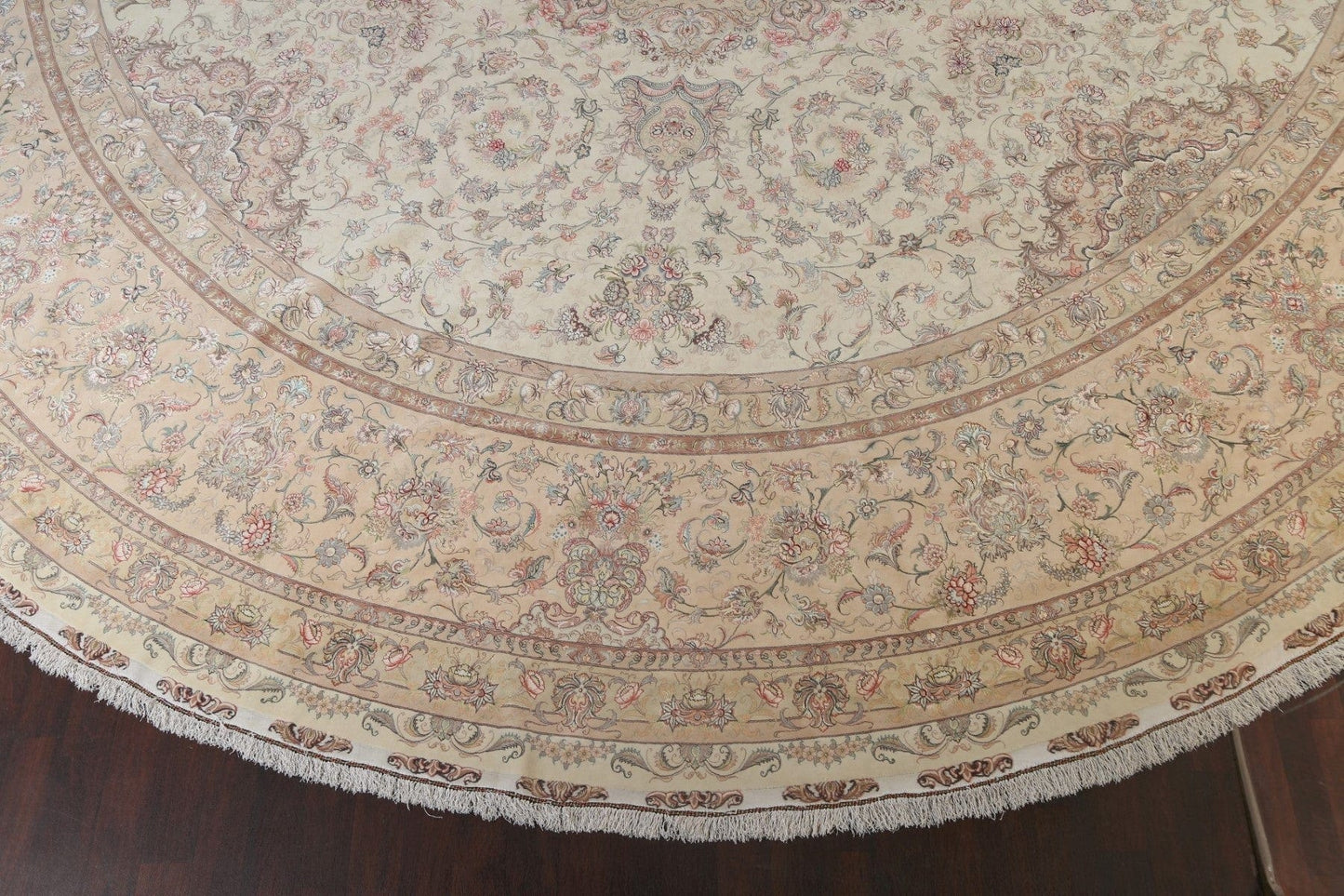 100% Vegetable Dye Floral Tabriz Persian Area Rug 22x23 Round