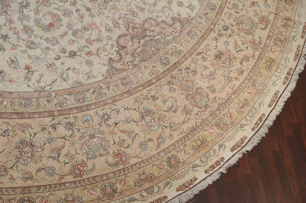 100% Vegetable Dye Floral Tabriz Persian Area Rug 22x23 Round