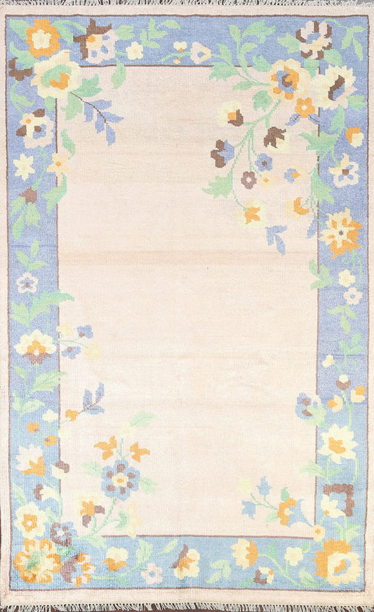 Floral Wool/ Silk Contemporary Oriental Area Rug 5x8