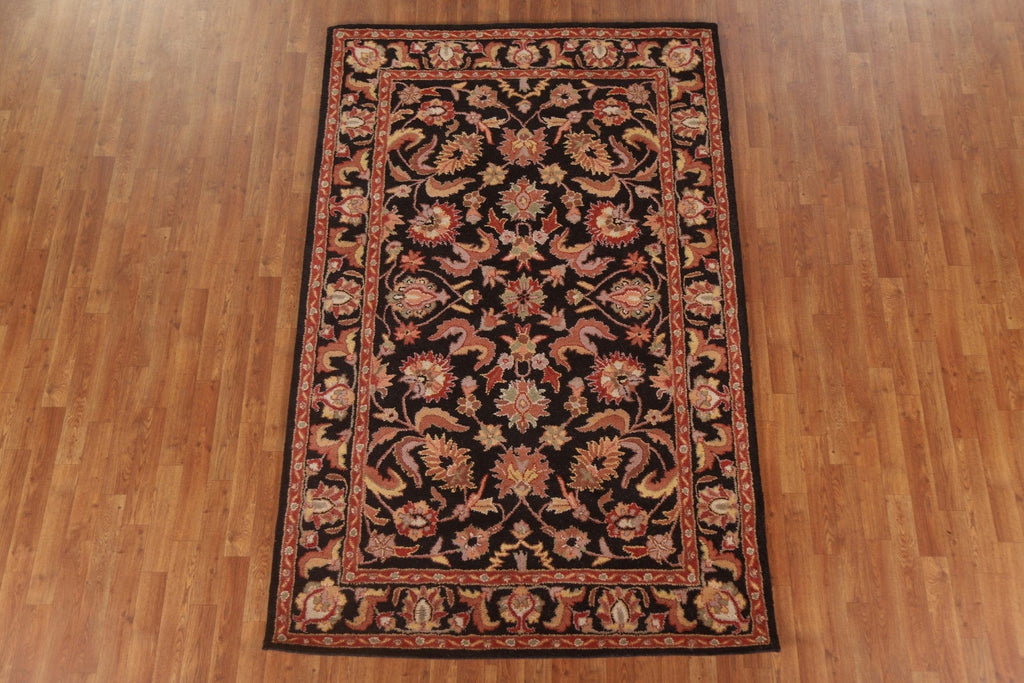 Black Floral Agra Area Rug 5x8