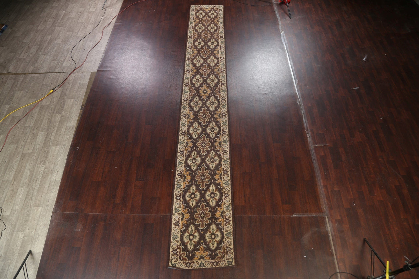 Brown Floral Runner Rug 3x19