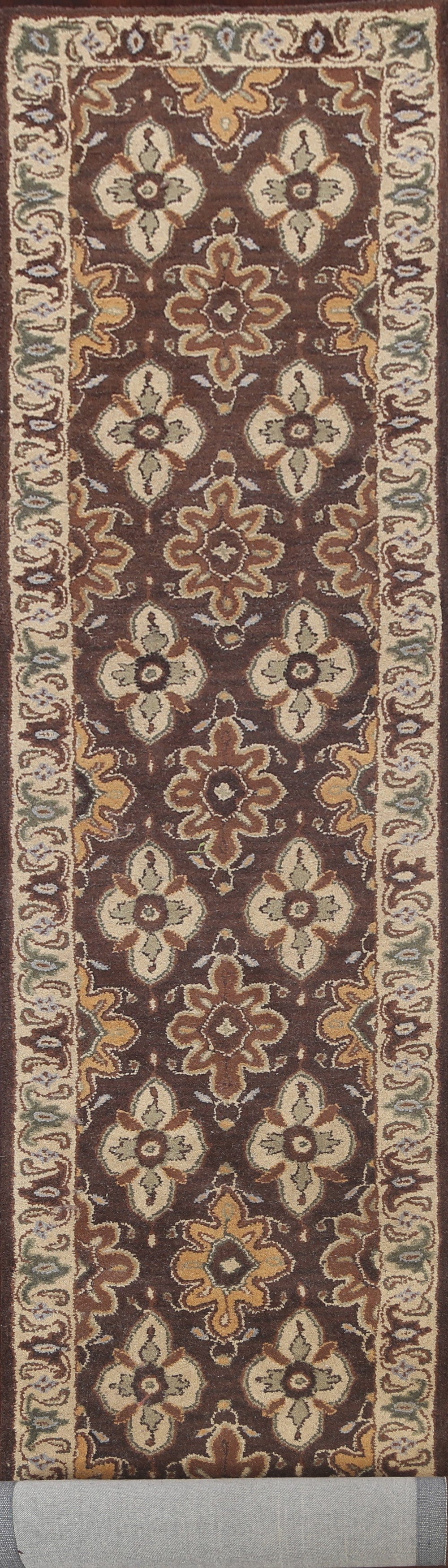 Brown Floral Runner Rug 3x19