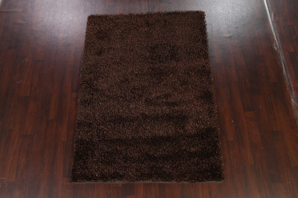 Brown Plush Shaggy Area Rug 5x7