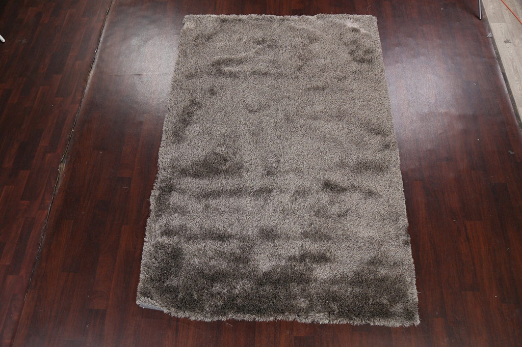 Silver Gray Plush Shaggy Area Rug 6x9