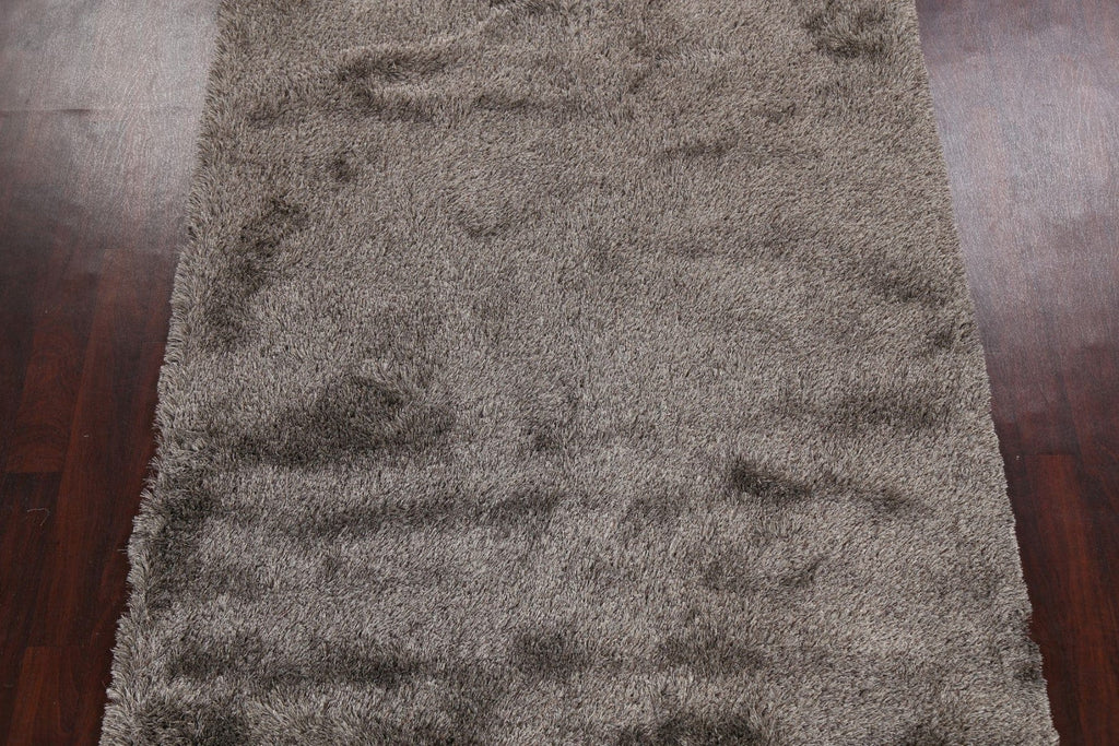 Silver Gray Plush Shaggy Area Rug 6x9