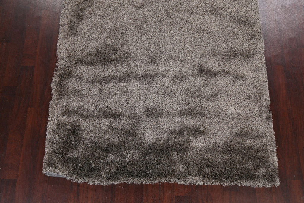 Silver Gray Plush Shaggy Area Rug 6x9