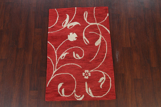 Floral Transitional Accent Red Rug 3x5