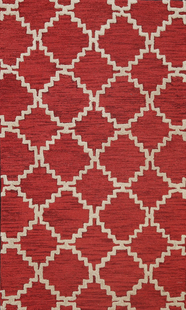 Red Trellis Tufted Accent Rug 3x5