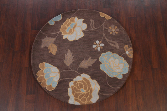 Floral Round Area Rug 5x5