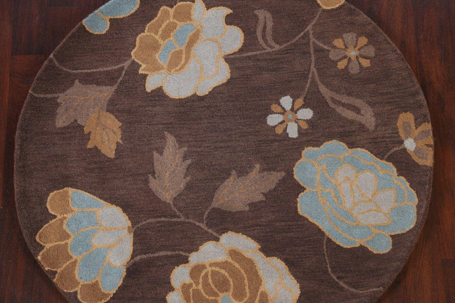 Floral Round Area Rug 5x5