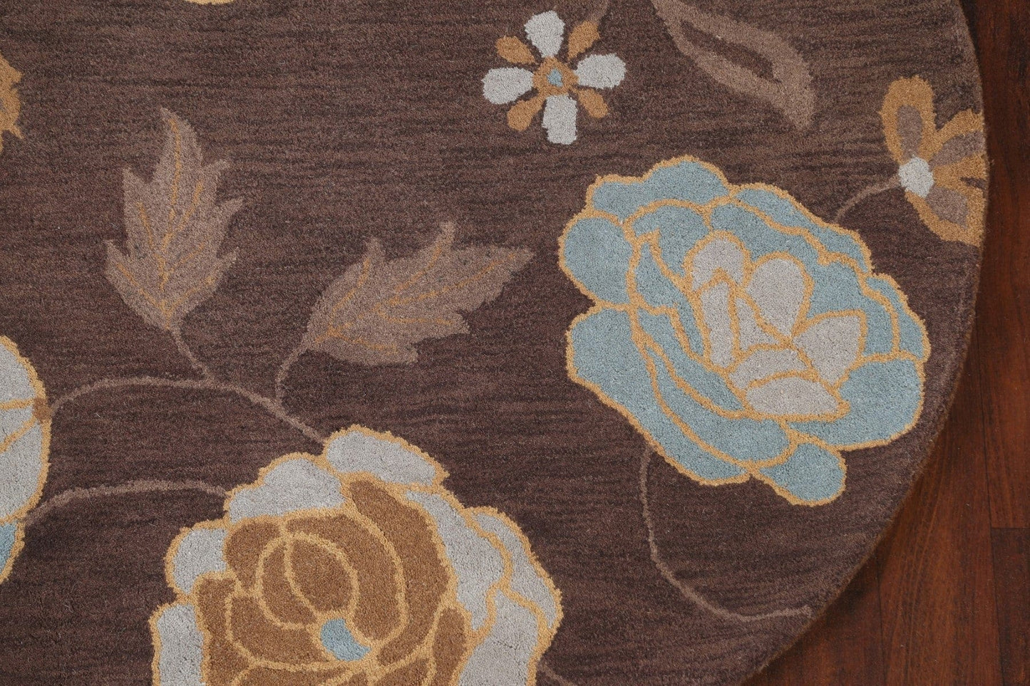 Floral Round Area Rug 5x5