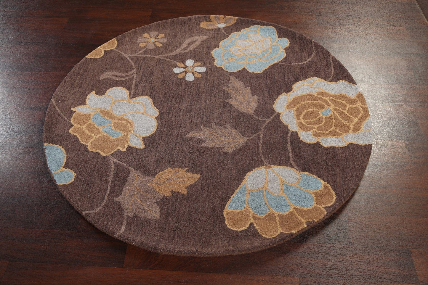 Floral Round Area Rug 5x5