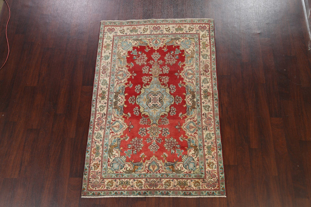 Floral Red Persian Area Rug 4x7