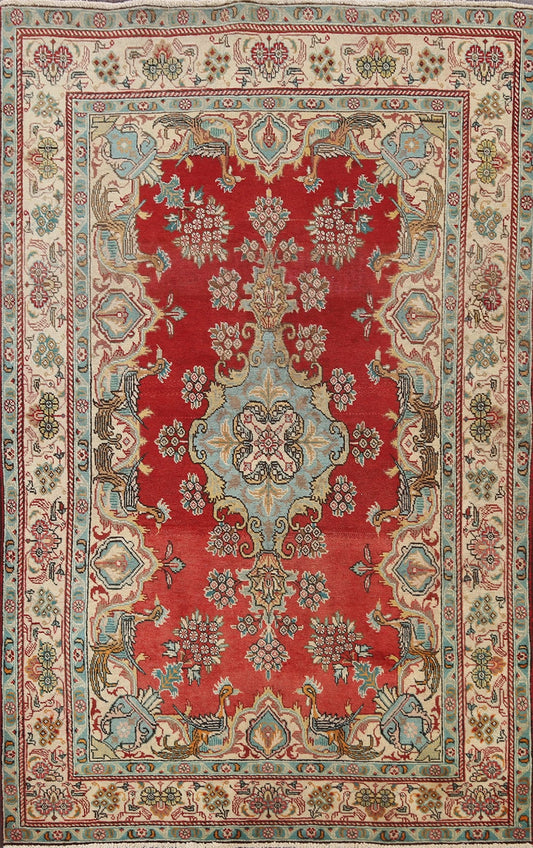 Floral Red Persian Area Rug 4x7