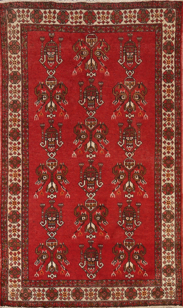 Tribal Red Balouch Persian Area Rug 4x7