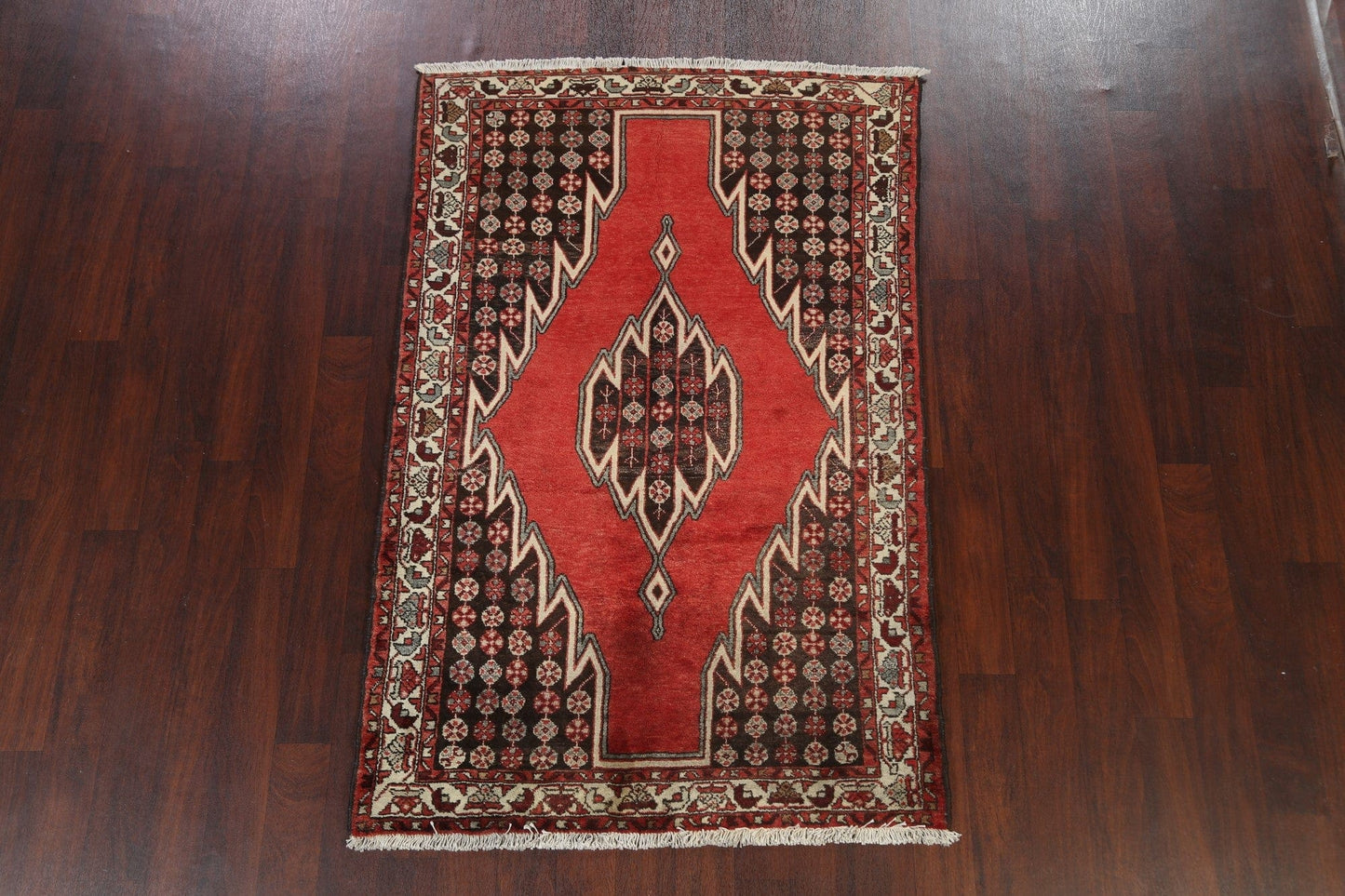 Geometric Hamedan Persian Area Rug 4x7