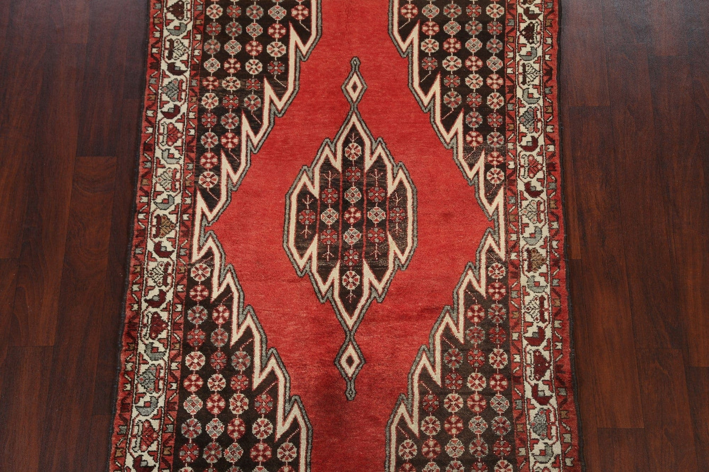 Geometric Hamedan Persian Area Rug 4x7