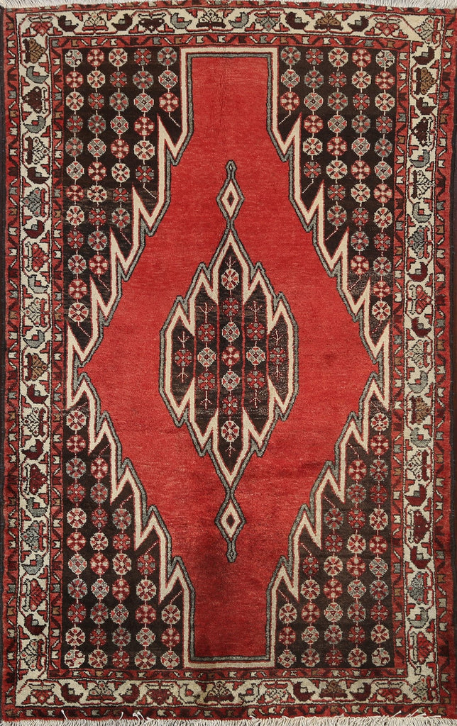 Geometric Hamedan Persian Area Rug 4x7