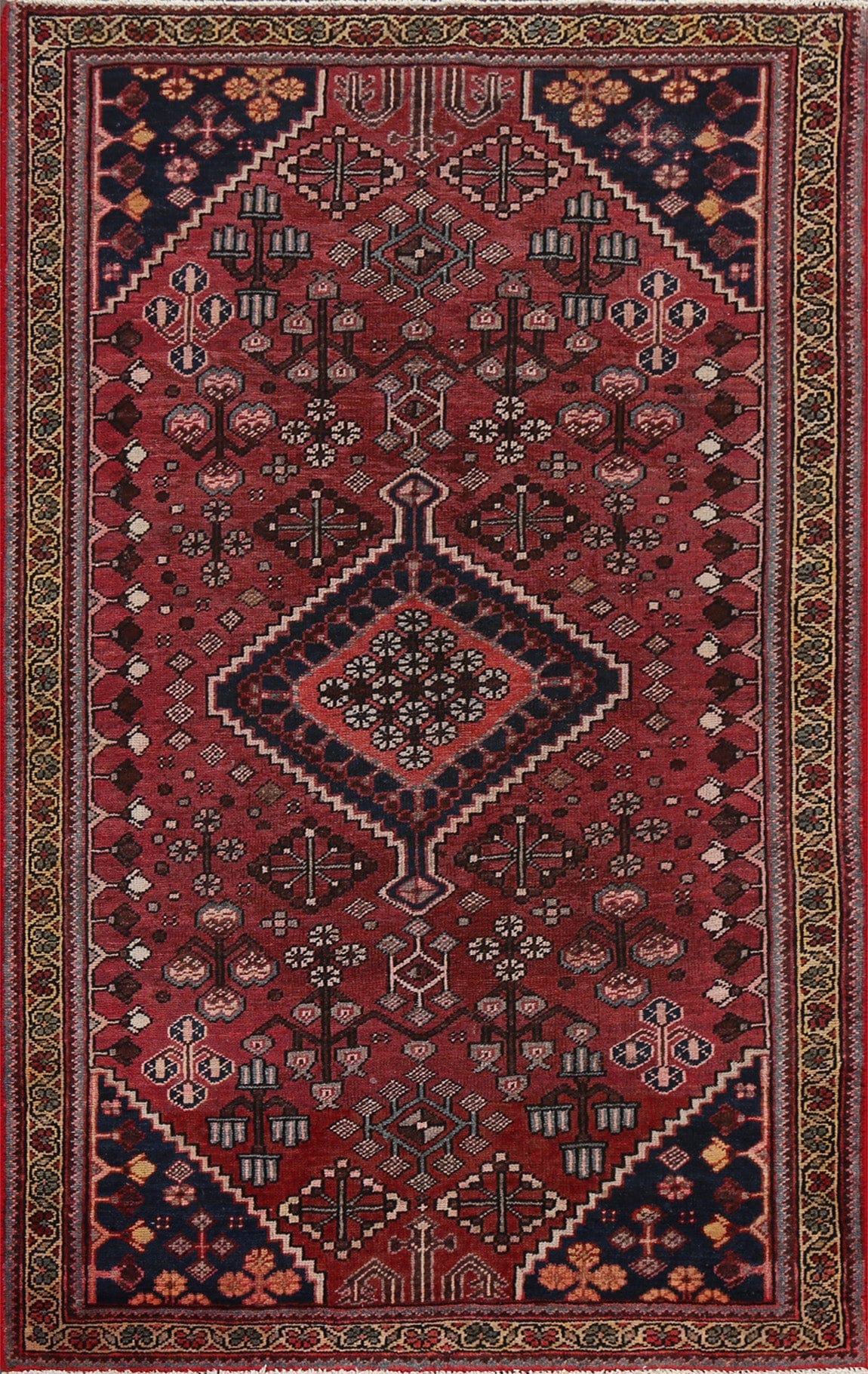 Tribal Geometric Bakhtiari Persian Area Rug 4x7