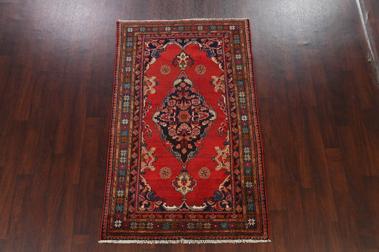 Geometric Hamedan Persian Area Rug 4x7