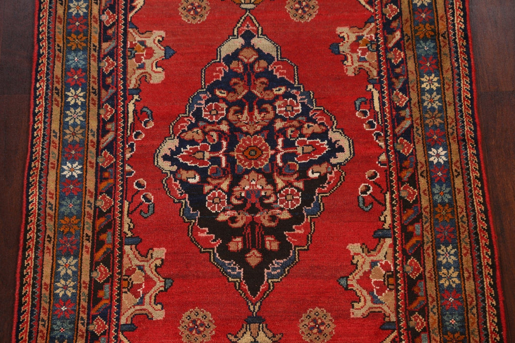 Geometric Hamedan Persian Area Rug 4x7